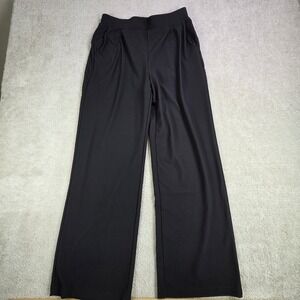 NWT Halara Flex MicroWaffle Wide Leg Pants Black Athleisure Lounge Size Medium